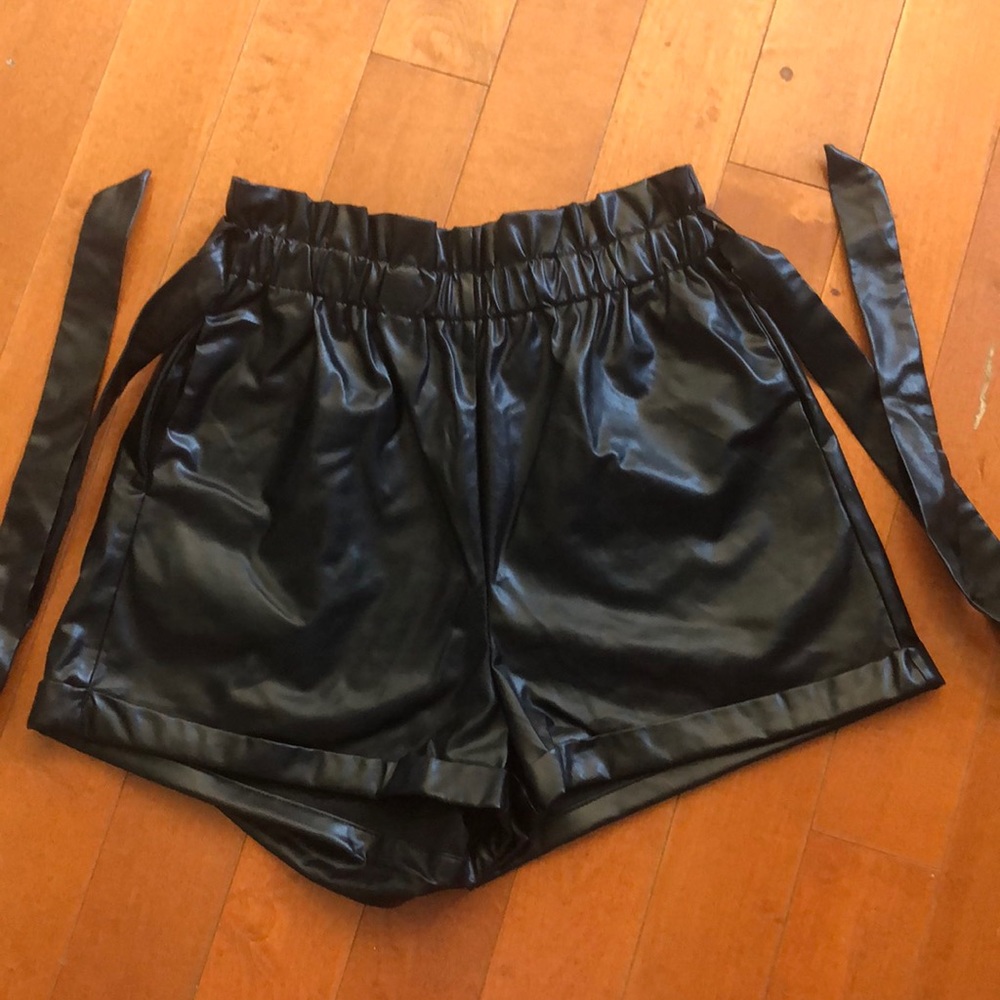 Pleather Paperbag Shorts